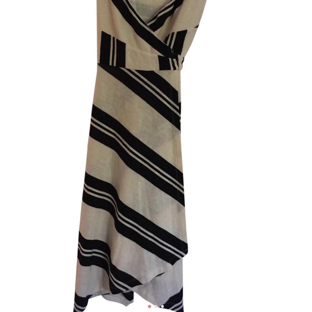 Anthropologie black & cream striped dress w/ bow